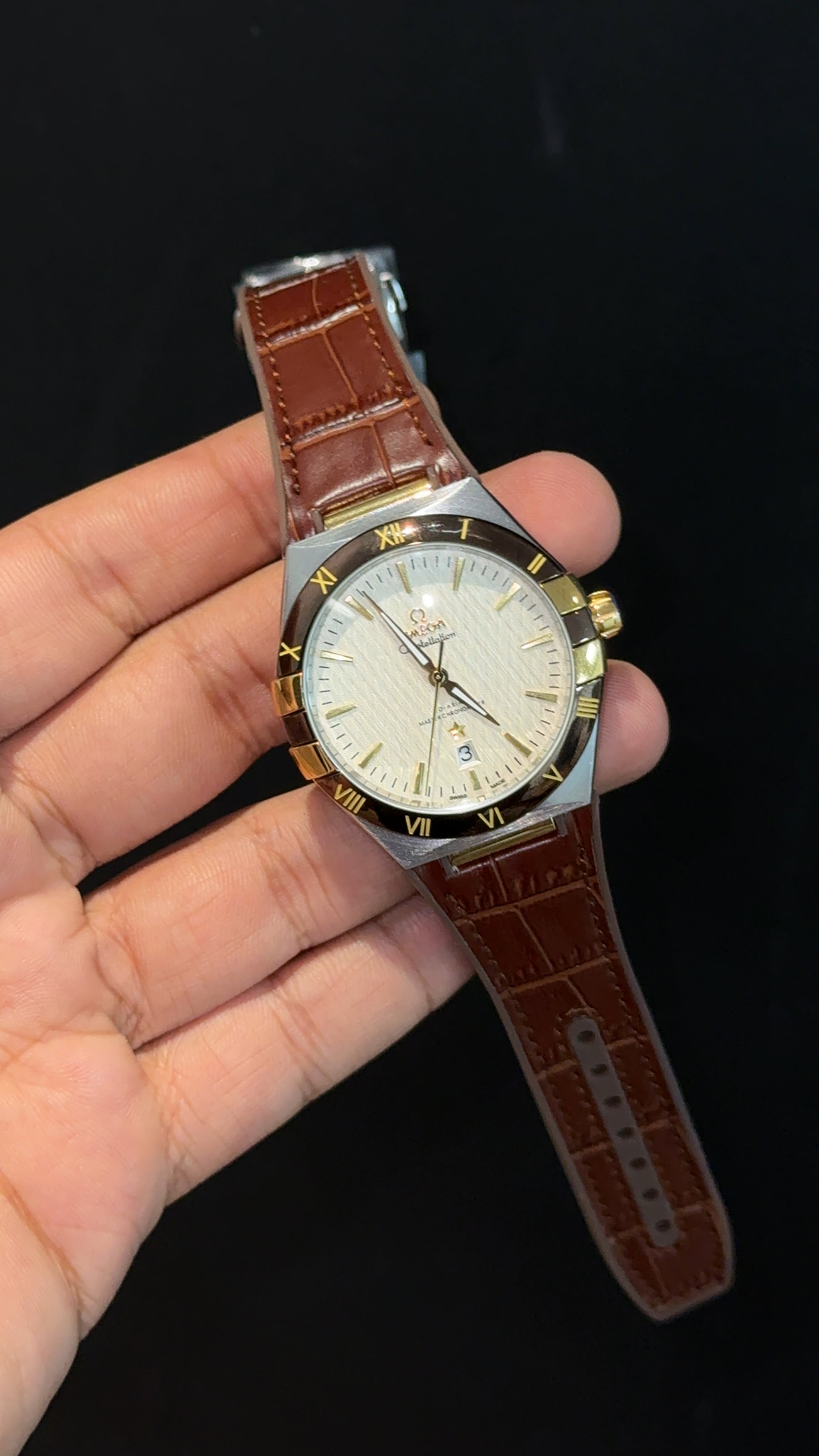 Omega Constellation | Silver Brown Case | Brown Strap | White Box Dial - twentyfour