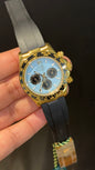 Daytona | Gold | Black Pvc Strap | Black Chrono | Tiffany Dial