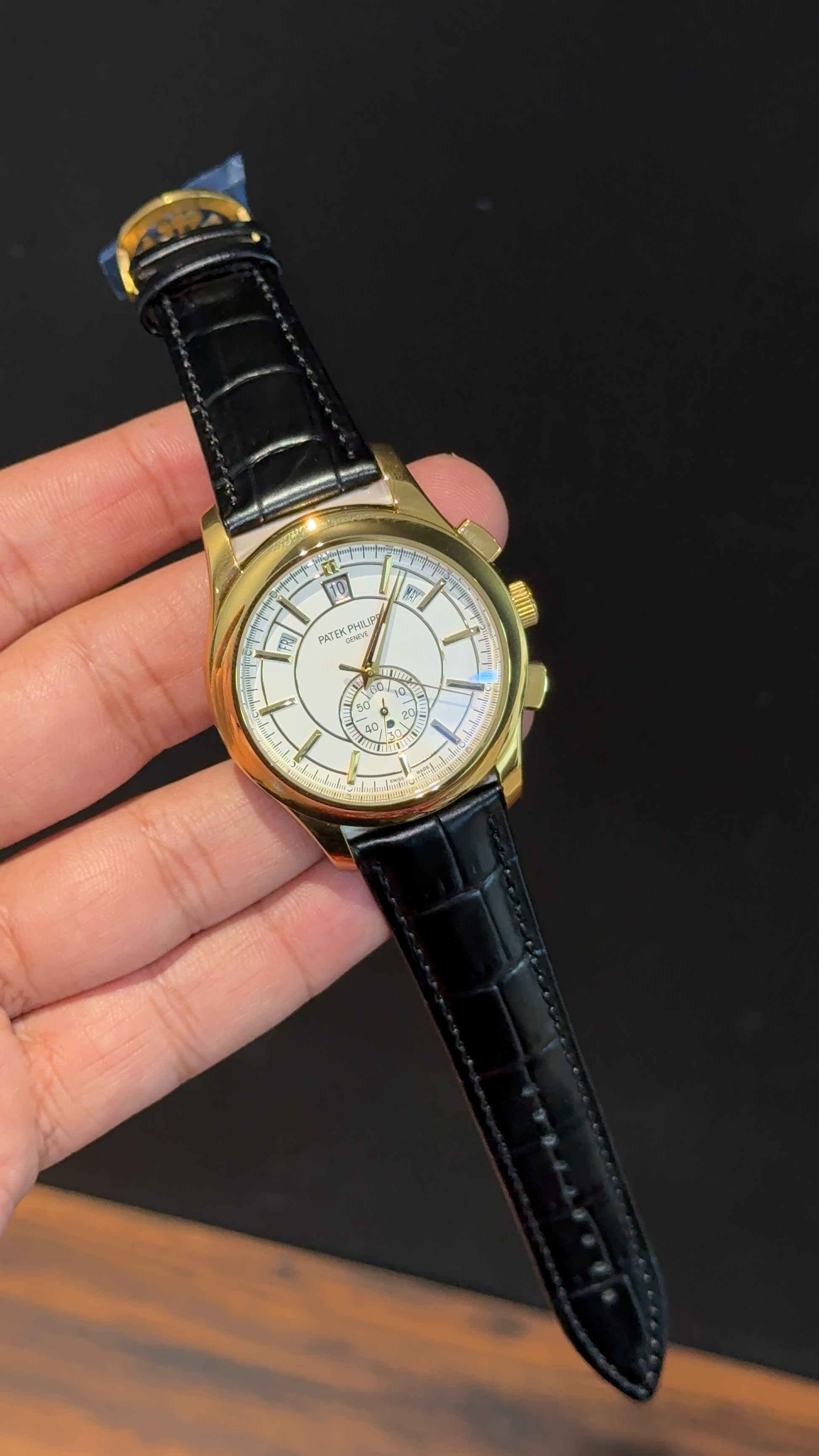 Pp Auto | Annual Calendar Edition | Gold | Black Strap | White Dial - twentyfour