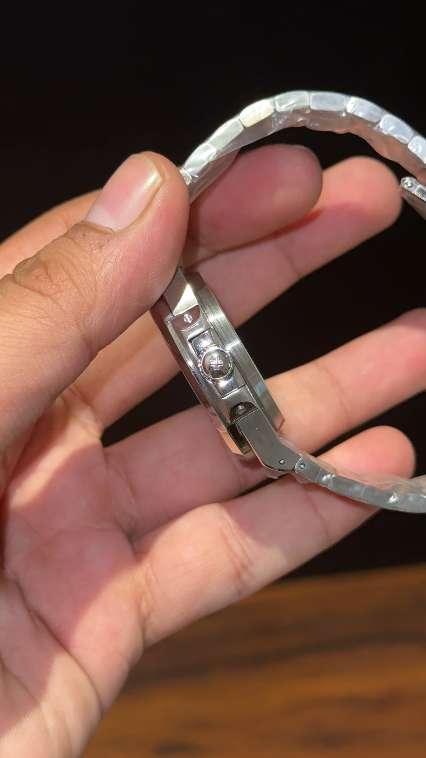 Pp Auto | Silver Chain | Blue Diamond Bezel | Blue Digits | Black Dial