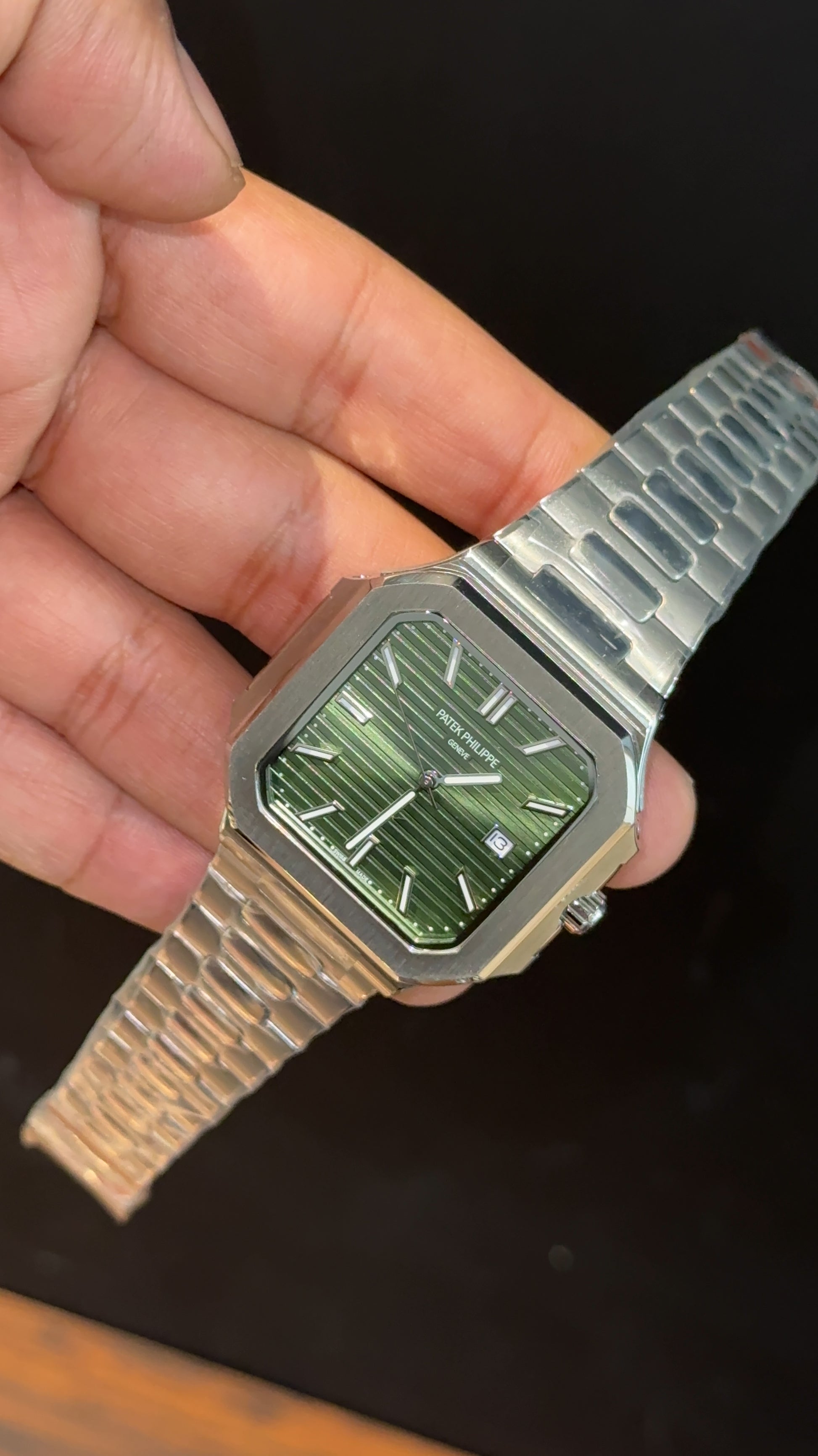 Pp Auto | Cubitus | Silver Chain | Green Dial - twentyfour