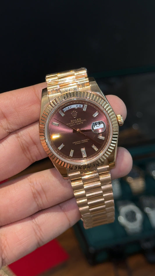 Daydate | Clean Grade | Rose Chain | Brown Classic Dial