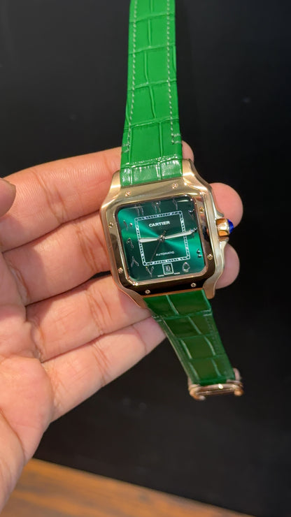 Cartier Santos | Rose Case | Green Strap | Green Dial - twentyfour