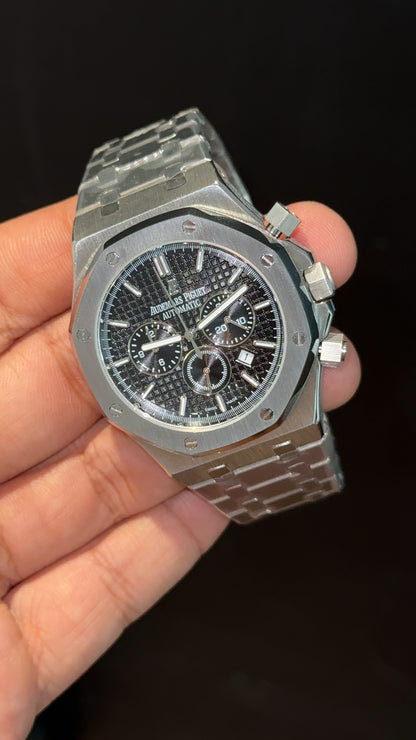 AP | Silver Chain | Black Chrono Dial