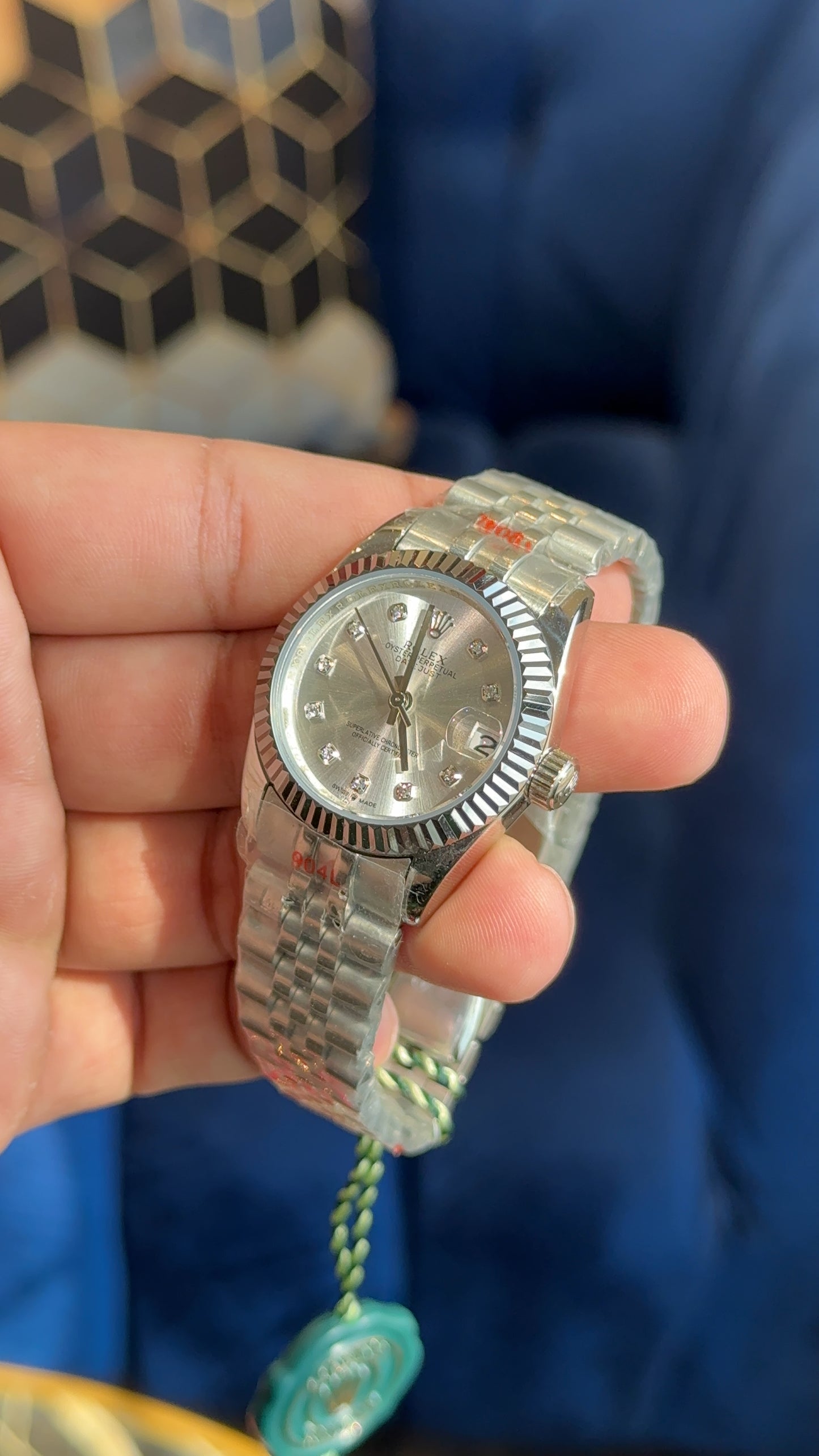 Datejust 27mm silver white dial diamond digit jubilee chain