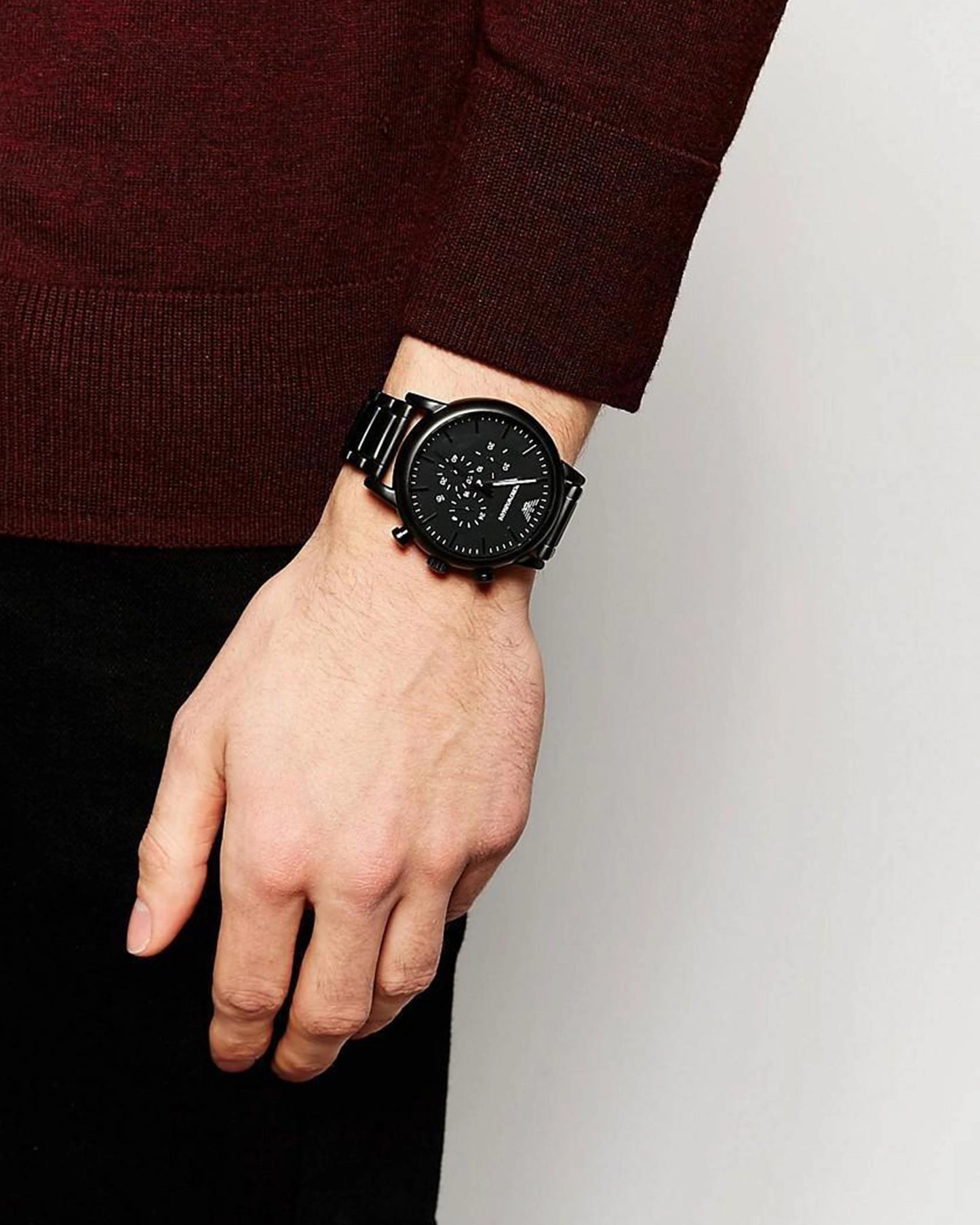 Emporio Armani Men’s Chronograph Quartz Stainless Steel Black Dial 43mm Watch AR1507