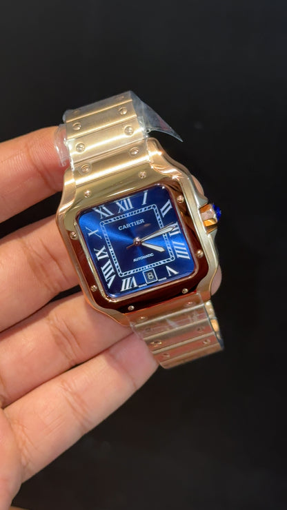 Santos | Rose Chain | Blue Dial