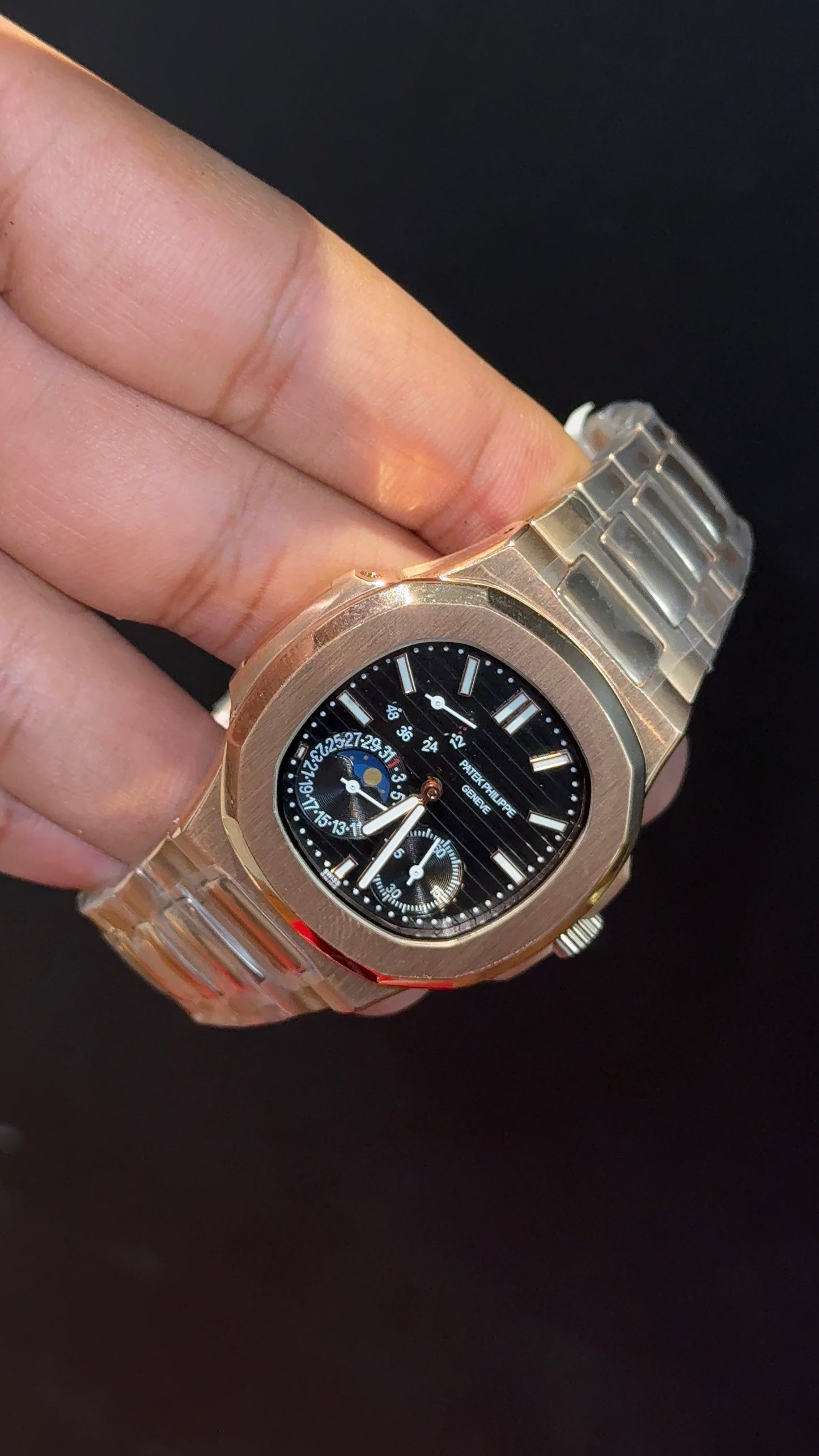 Pp Auto | Moonphase | Rose Chain | Sub Black Dials