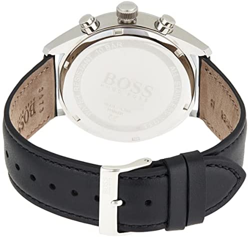 Hugo Boss Men’s Quartz Leather Strap Black Dial 44mm Watch 1513816