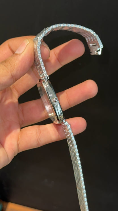 Pp Ellipse | Silver Mesh Chain | White Ebony Dial