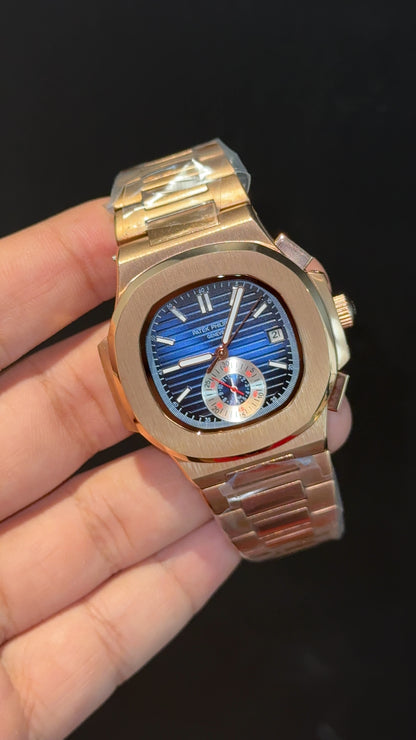 PP Auto | Single Time Edition | Rose Chain | Blue Dial