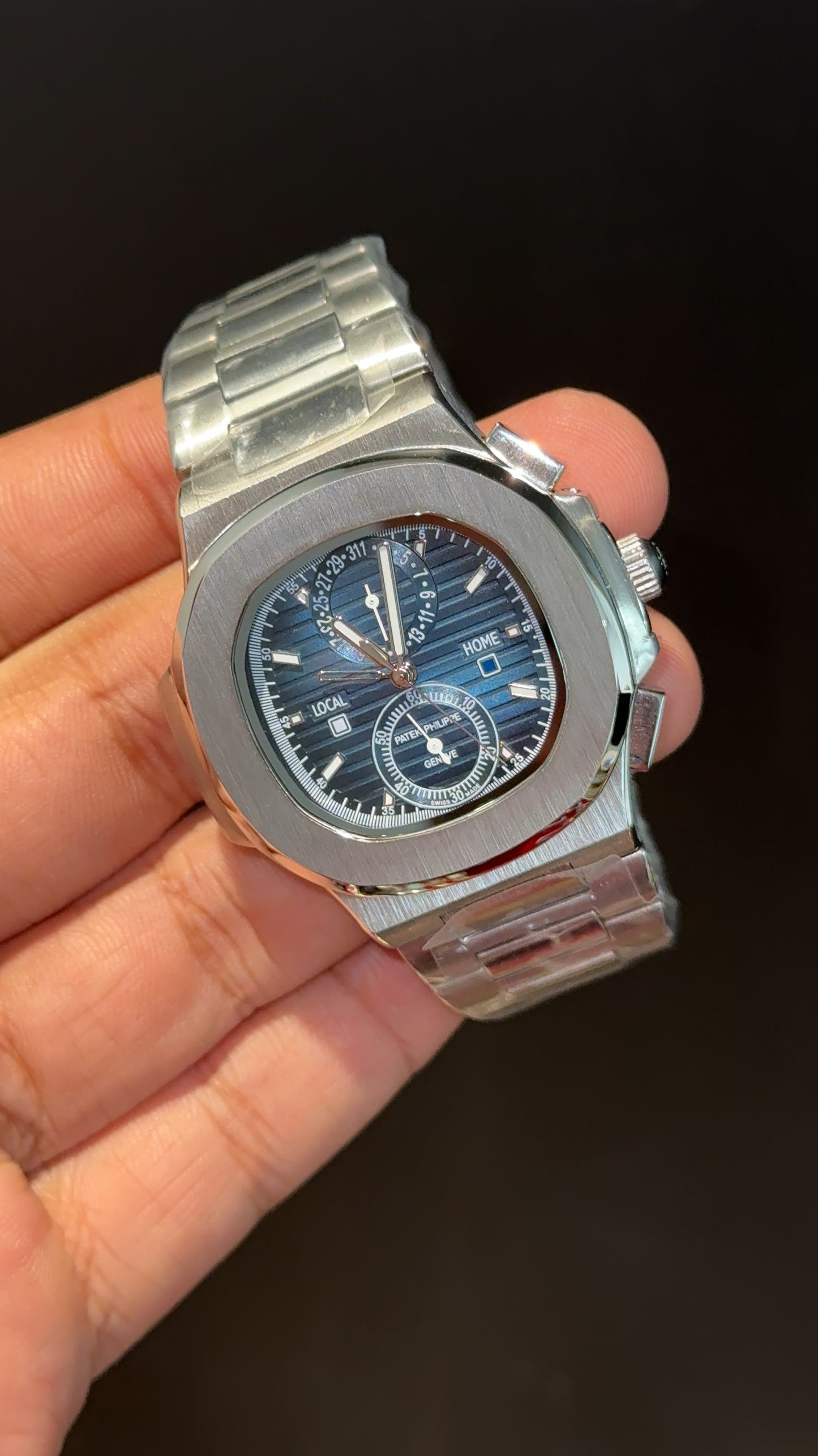 PP Auto | Silver Chain | Dual Time Edition | Blueish Dial
