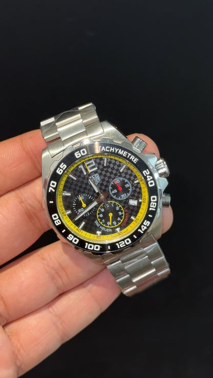 Tag Formula 1 | Silver Chain | Chrono | Yellow Black Dial