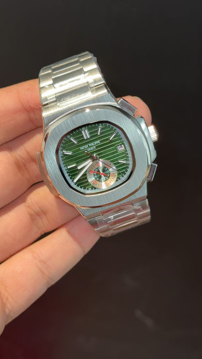 PP Auto | Single Time Edition | Silver Chain | Green Dial