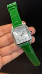 Cartier Dumont Lacquer | Silver Case | Green Leather Strap | White Arabic Dial - twentyfour