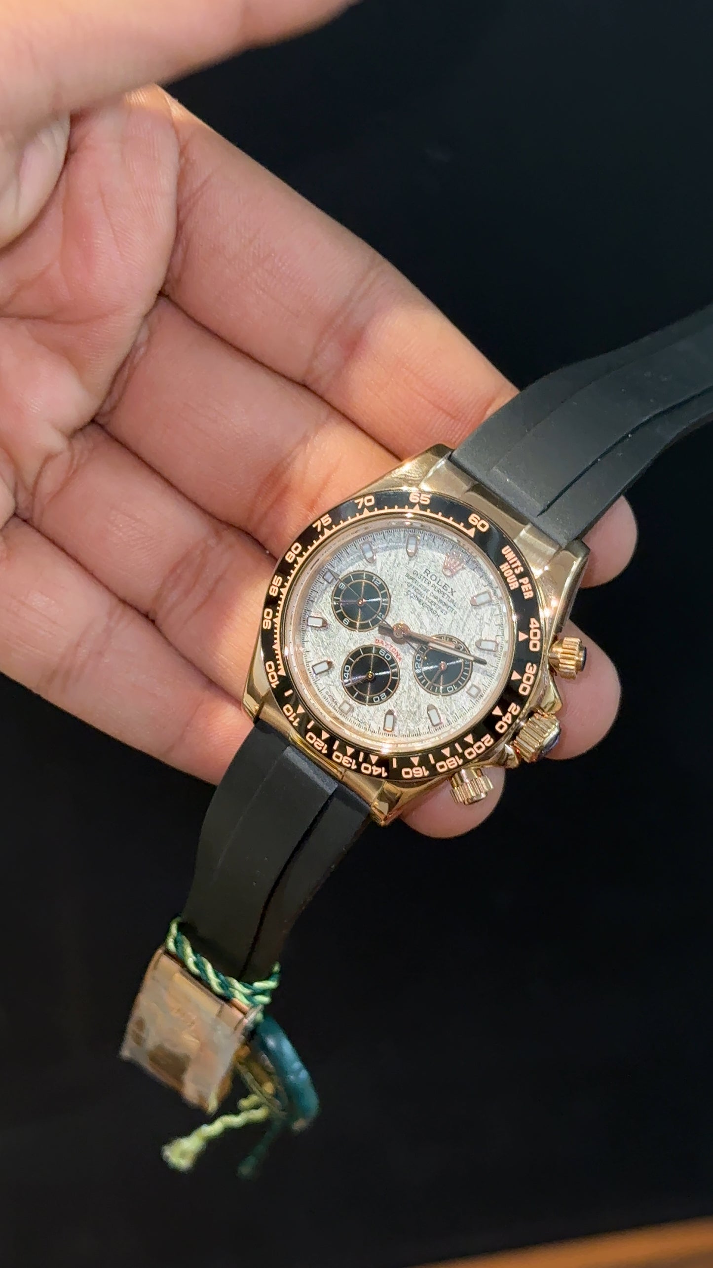 Daytona | Rose | Black Pvc Strap | Black Chrono | White Metriot Dial