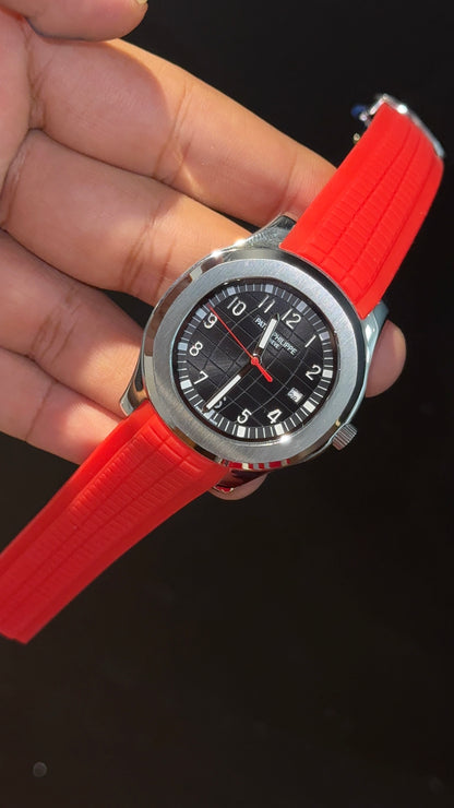 Pp Auto | Aquanaut | Red Strap Strap | Black Dial