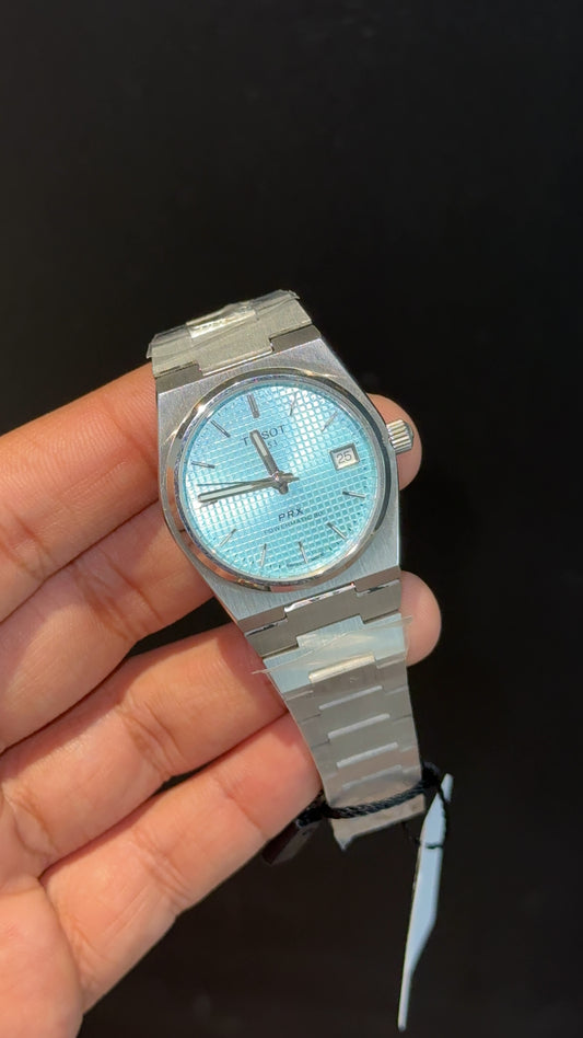 Tissot Prx | Quartz | Silver Chain | 35mm | Sky Blue Texture Dial - twentyfour