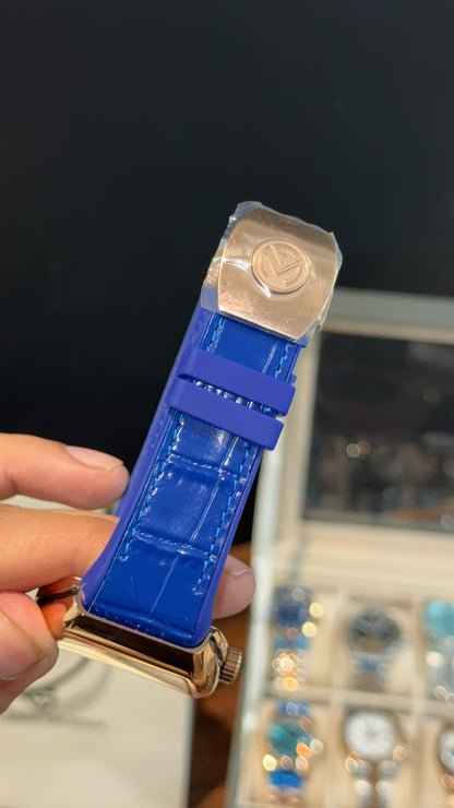 Premium Franck Muller | Vanguard Edition | Rose Case | Blue Strap | Blue Dial