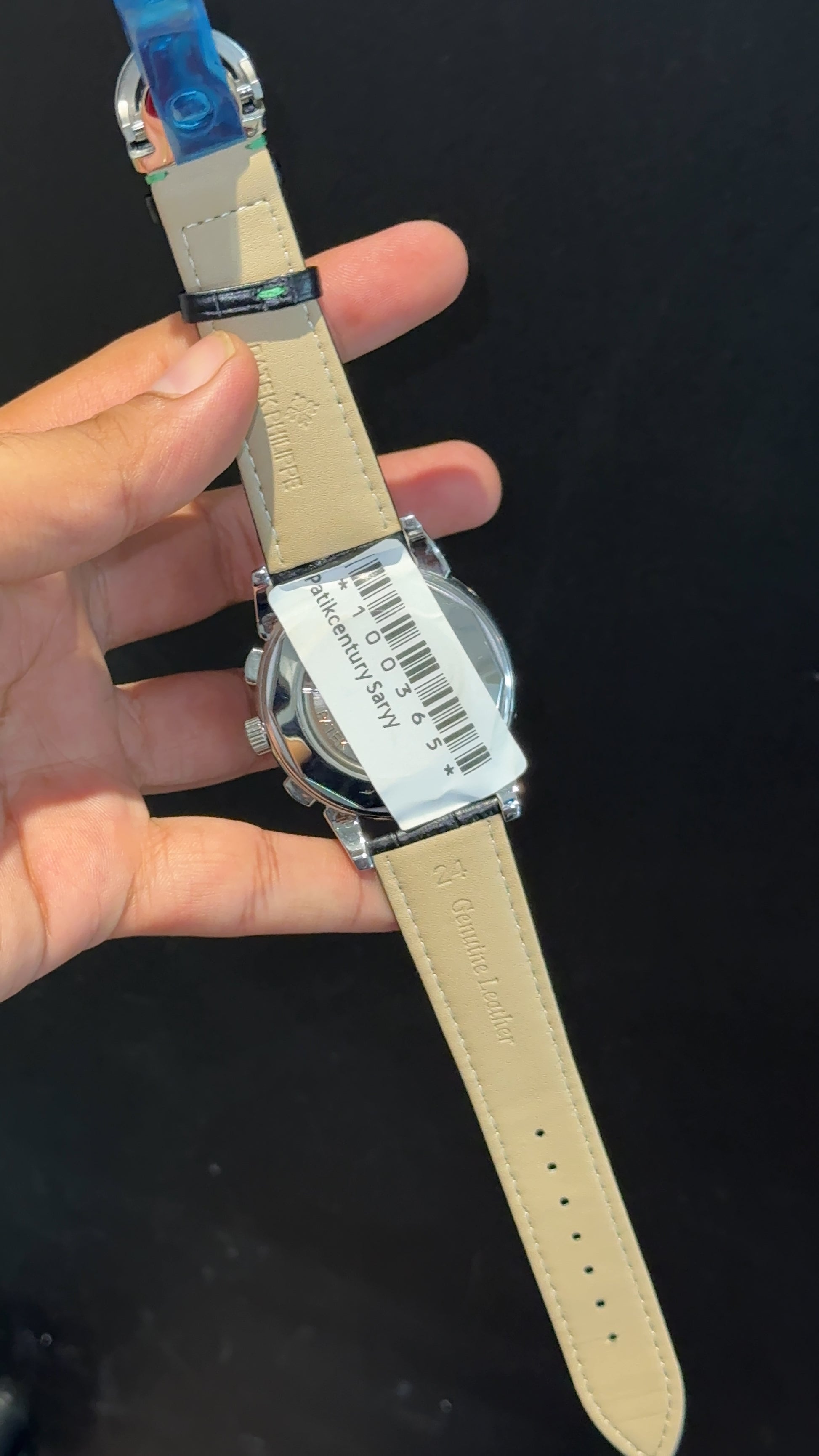 Patek Century | Auto | Pendulum | Silver Case | Green Lines Dial | Black Leather Strap - twentyfour