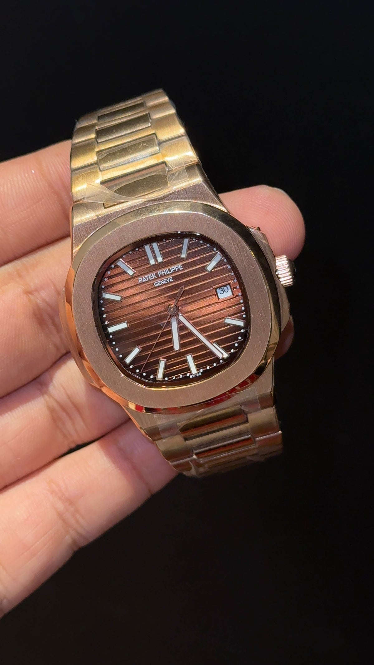 Pp auto | Rose Chain | Brown Golden Dial