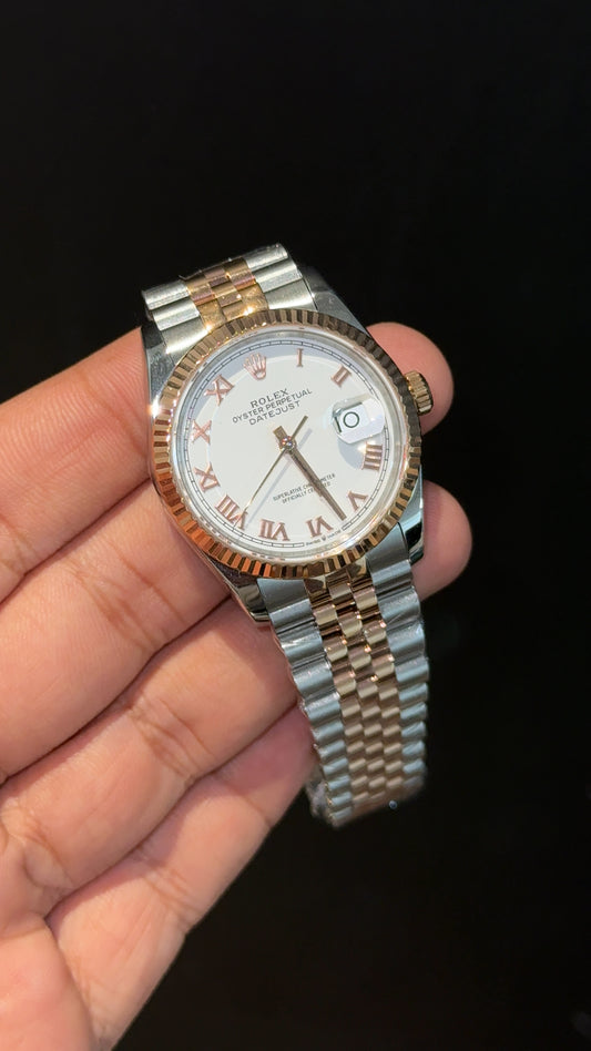 Premium Datejust | 36mm | Rose Two Tone | White Roman Dial