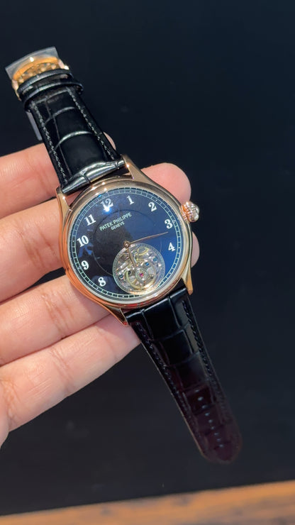 Pp Auto | Pendulum | Rose | Black Strap | White Digits | Black Dial