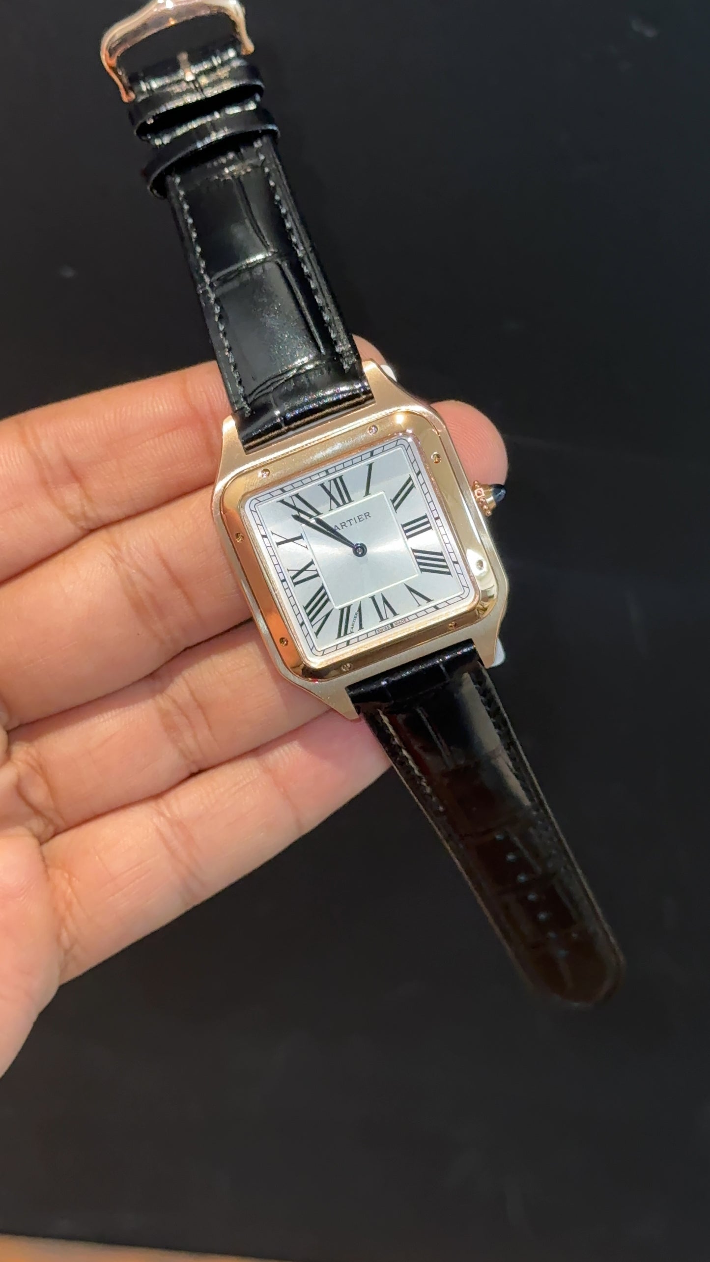 Cartier Dumont Lacquer | Rose Case | Black Leather Strap | White Dial - twentyfour