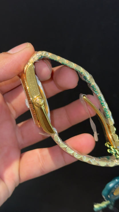DayDate | Gold Chain | Pearl Digit | Green Dial