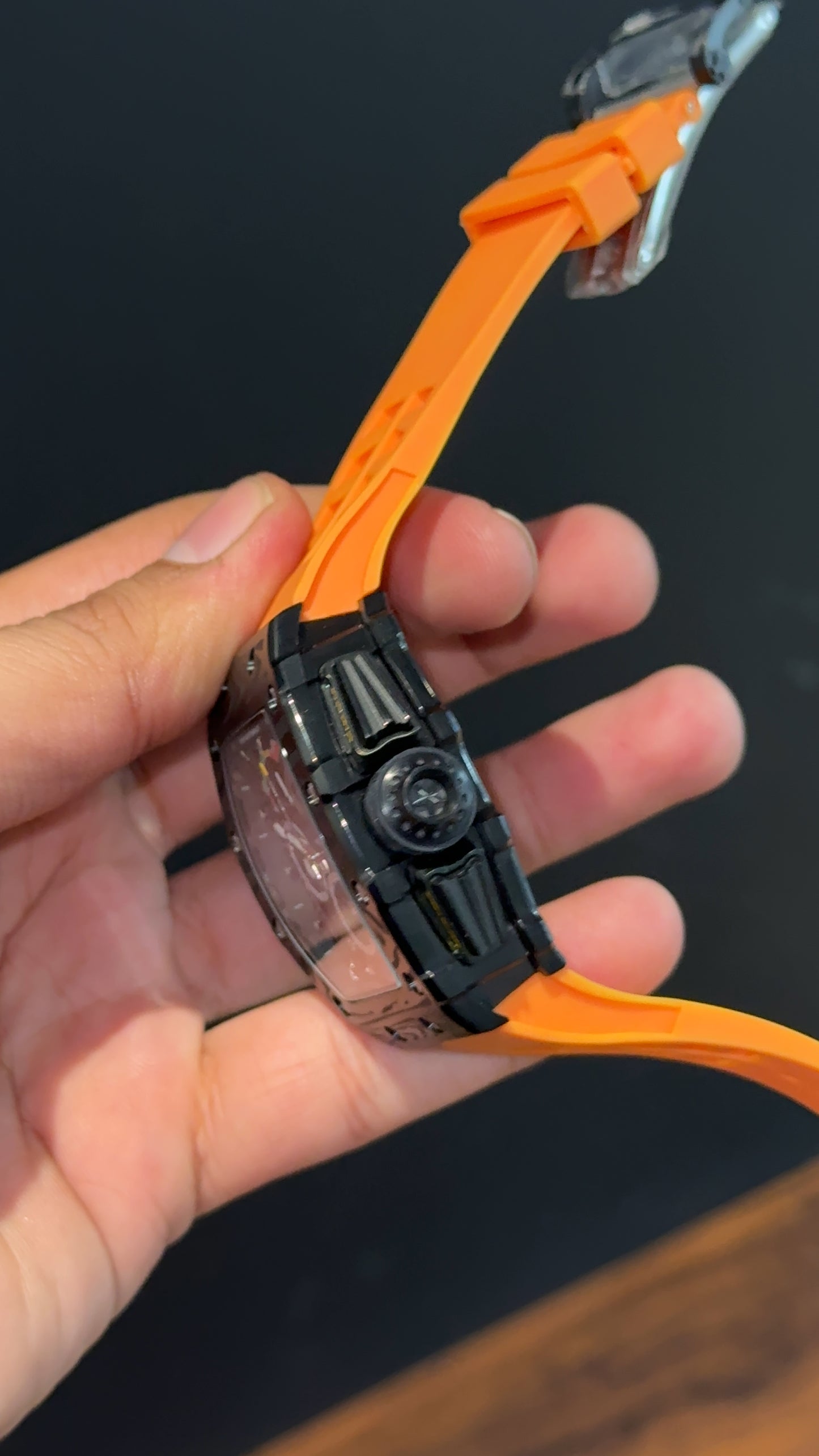 Premium Richard Mille | RM 50-03 Mclaren F1 Series | Black Case | Tourbillion | Chrono | Orange Strap | Black Dial