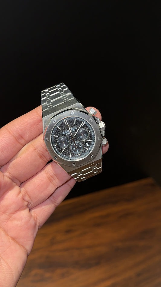 AP | Silver Chain | Chrono | All Black Dial