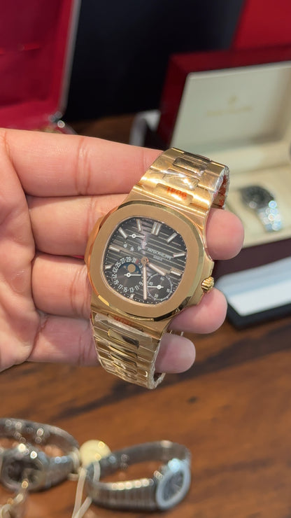 Premium Patek | Gold Chain | Chrono | Grey Dial