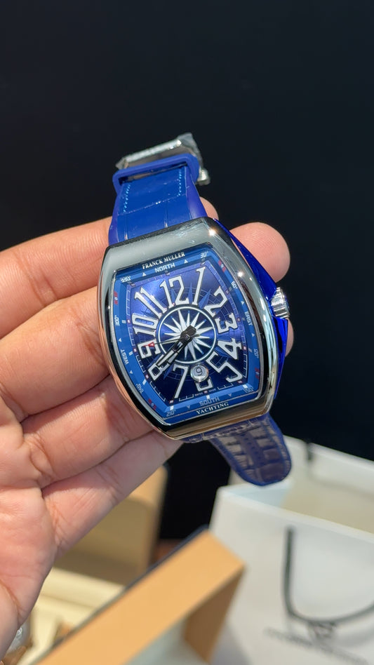 Premium Franck Muller | Vanguard Edition | Blue Leather Strap | Blue Dial