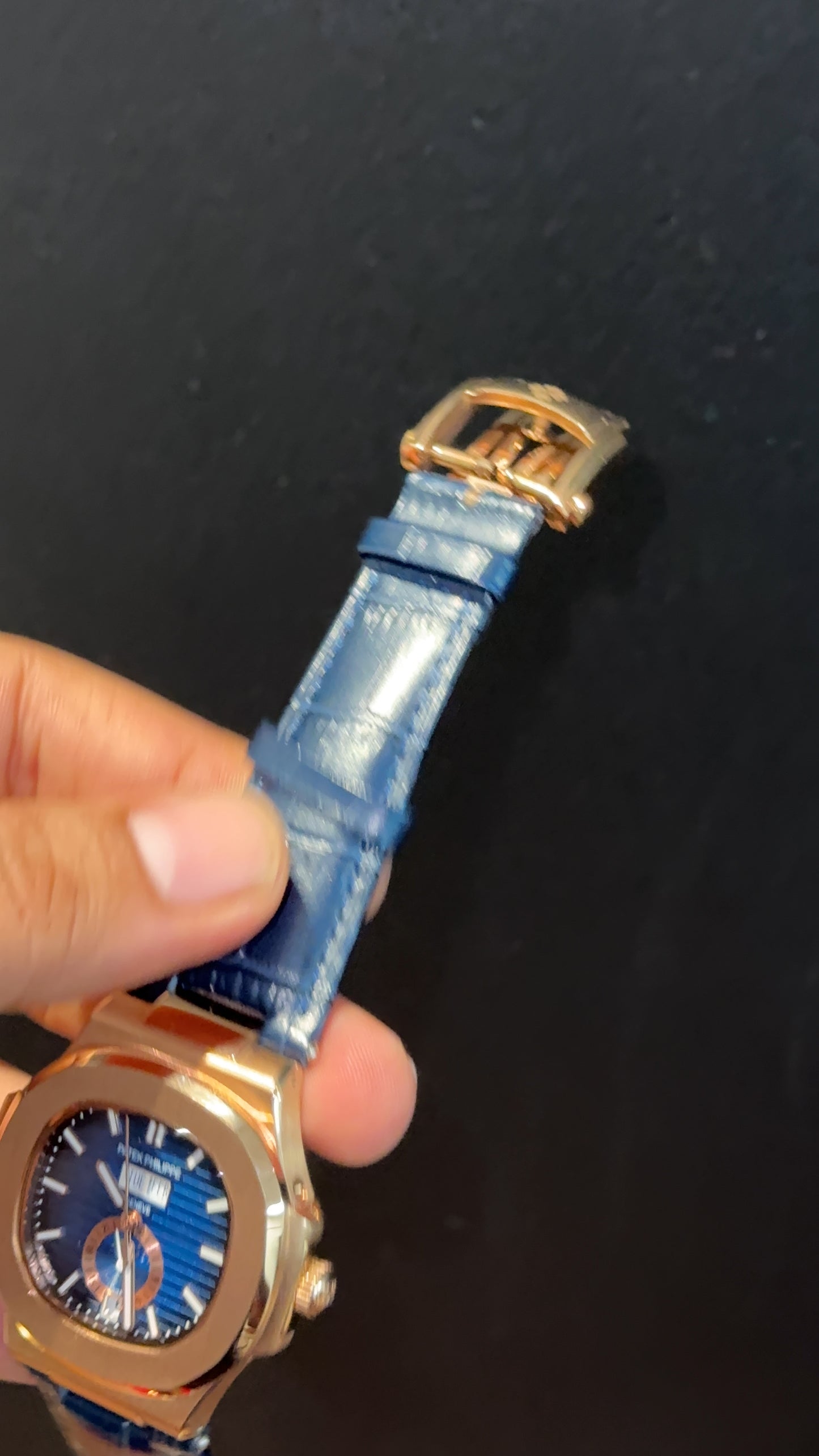 Pp Auto | Moonphase | Yearly Edition | Rose Case | Blue Leather Strap | Blue Dial