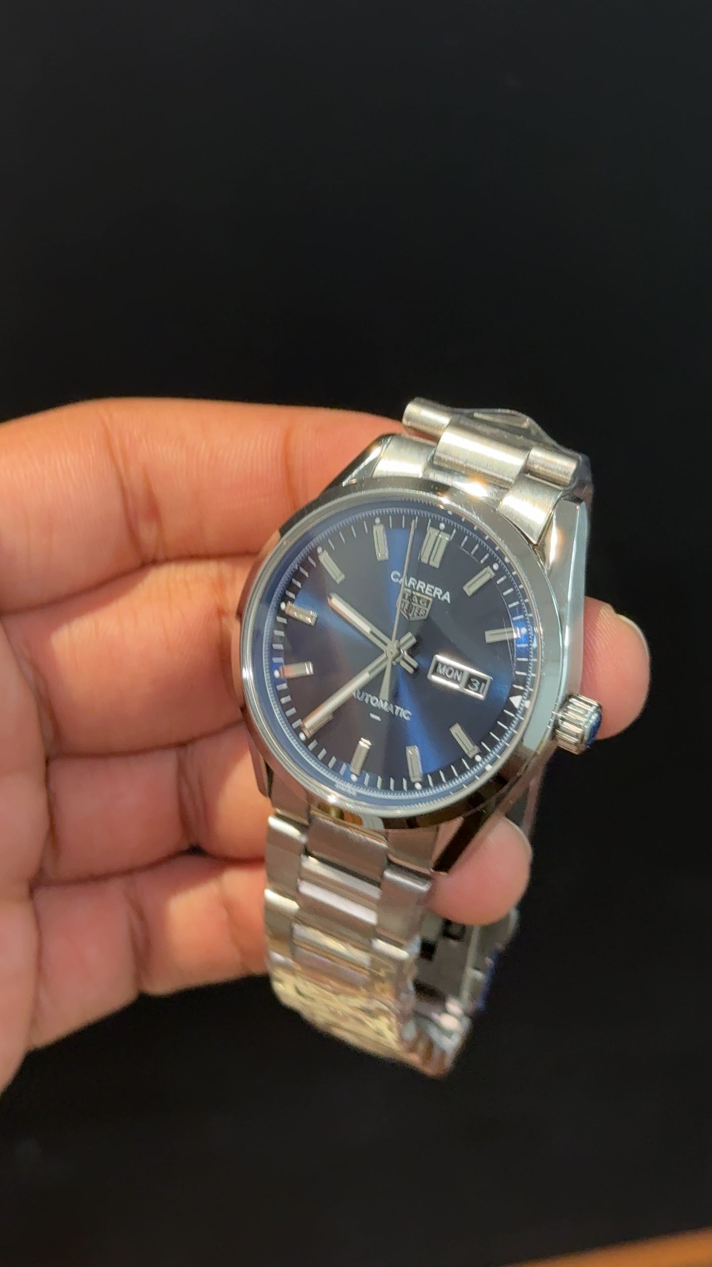 Tag Carrera | Silver Chain | Daydate | Navy Blue Dial