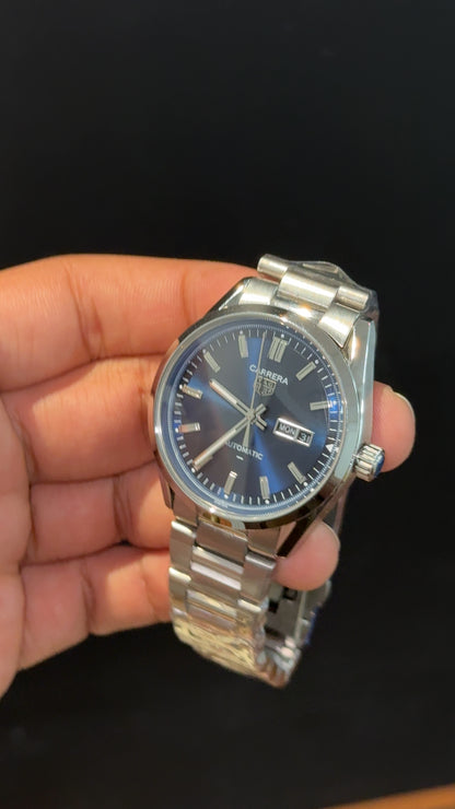Tag Carrera | Silver Chain | Daydate | Navy Blue Dial