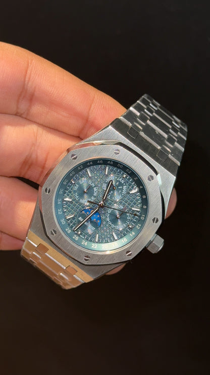 AP Auto | Silver Chain | Chrono | Calendar Edition | Blue Box Dial