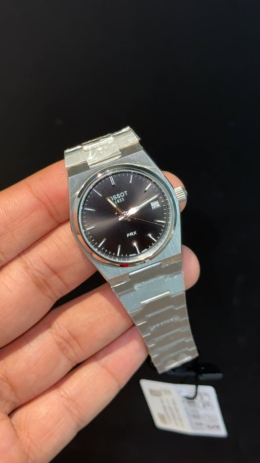 Tissot Prx | Quartz | Silver Chain | 35mm | Black Plain Dial - twentyfour