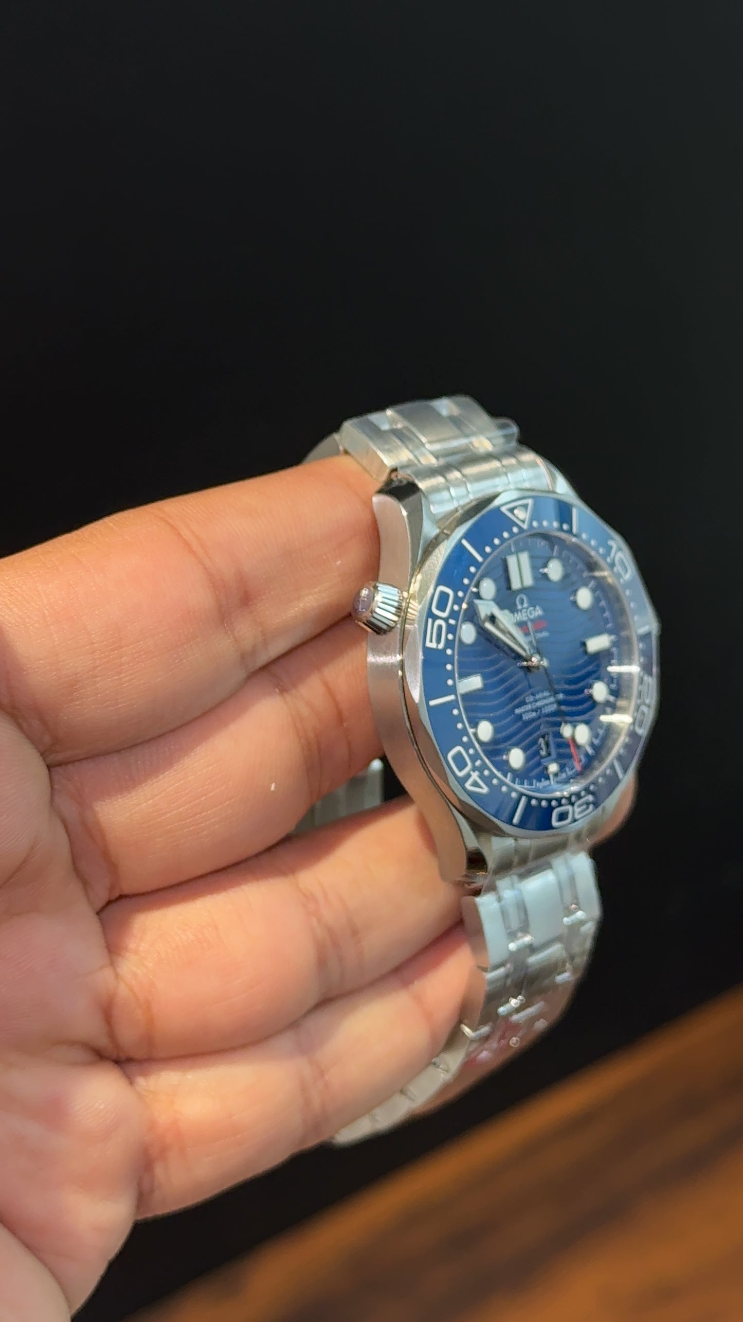 Executive Omega Seamaster | Silver Chain | Blue Bezel | Blue Dial