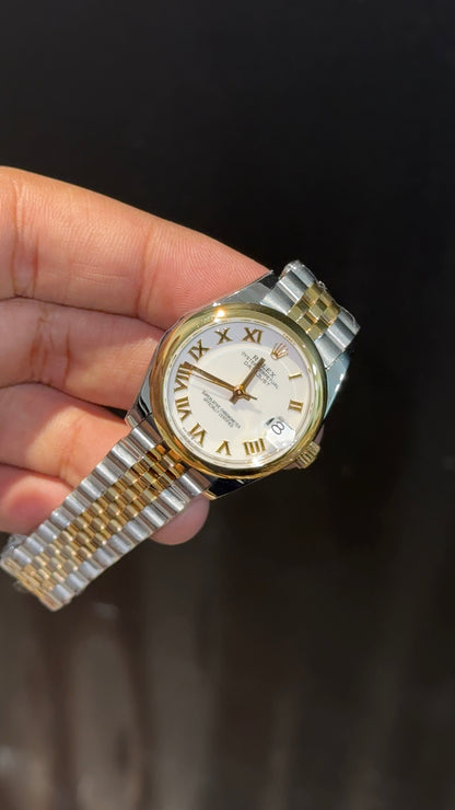Premium DateJust | Plain Bezel | 30mm | Women | Gold Two Tone | White Index Dial