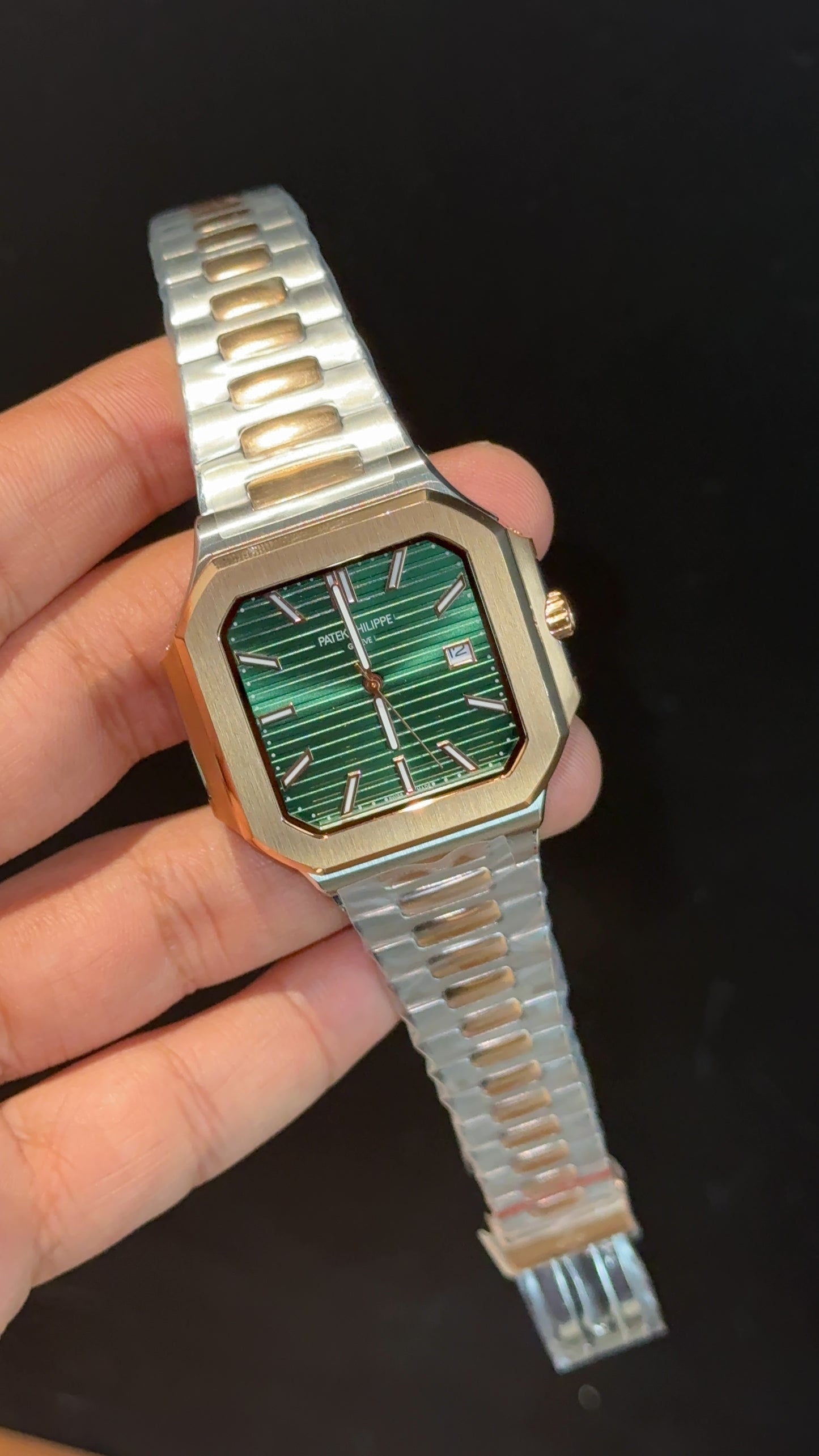 Pp Auto | Cubitus | Rose Two Tone | Green Dial - twentyfour