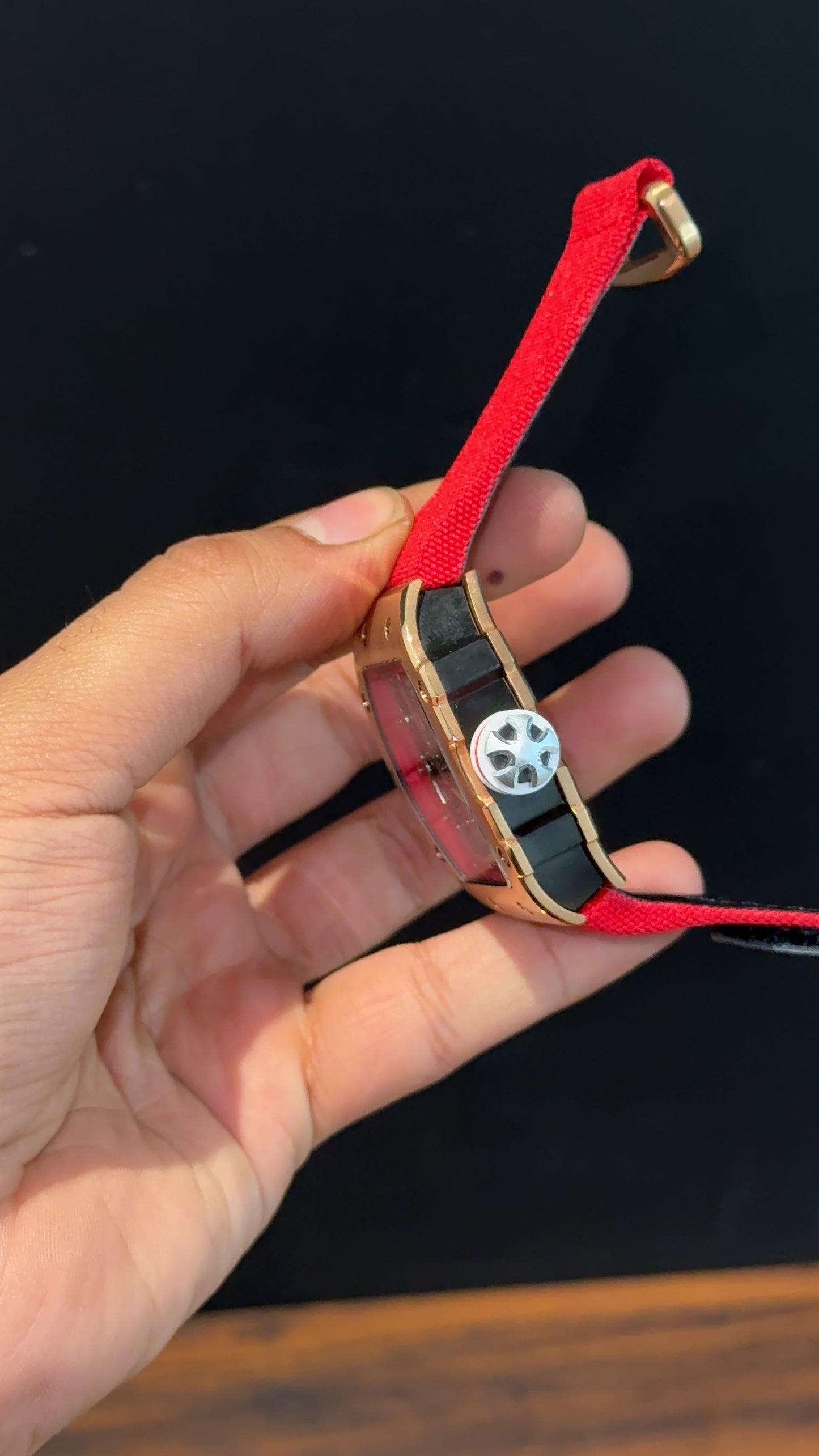 Premium Richard Mille | Rose | RM 67-02 Edition | Red Strap | Skeleton | Black Dial