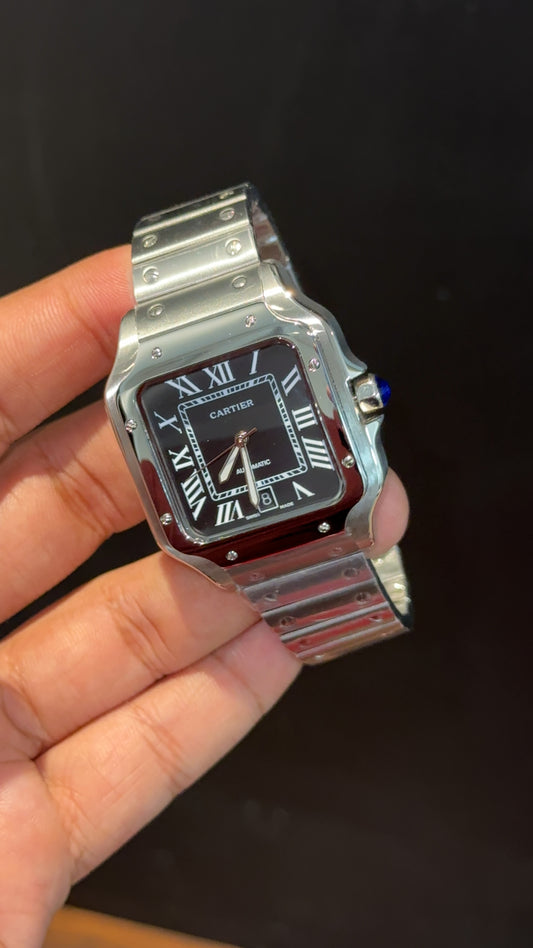 Santos | Silver Chain | Black Dial - twentyfour