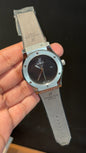 Hublot Auto | Silver Case | light Grey Strap | Black Dial