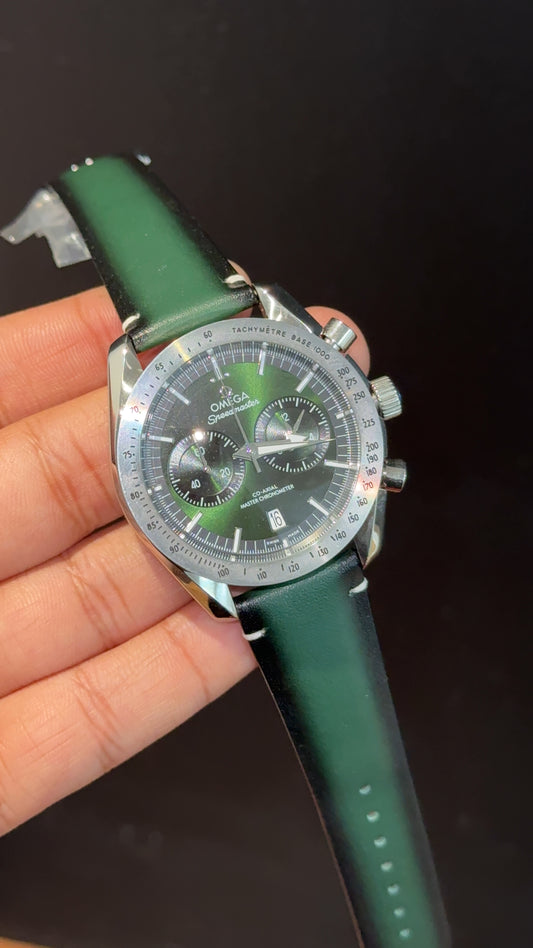 Omega Speedmaster | Chrono | Silver Bezel | Green Black Strap |Grenish Dial - twentyfour