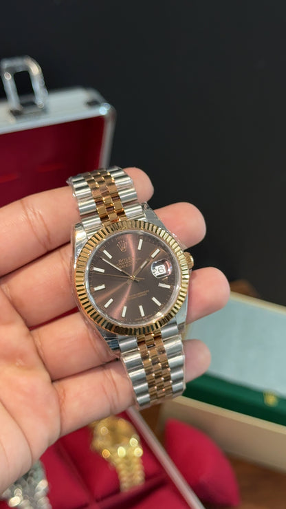Premium Datejust | Rose Two Tone Chain  | Choco Dial