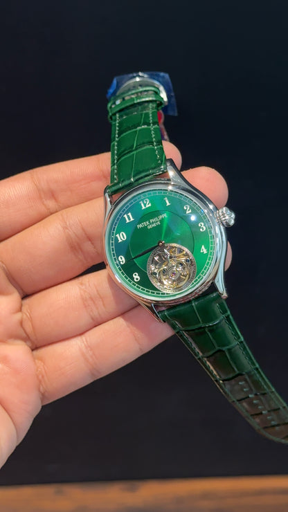 Pp Auto | Pendulum | Silver | Green Strap | Silver Green Dial