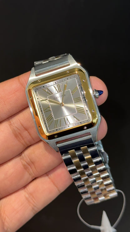 Santos De Cartier | Slim Edition | Gold Two Tone | Grey Dial