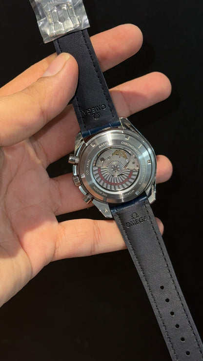 Omega Speedmaster | Rose Blue Bezel | Blue Strap | Chrono Moonphase | White Dial