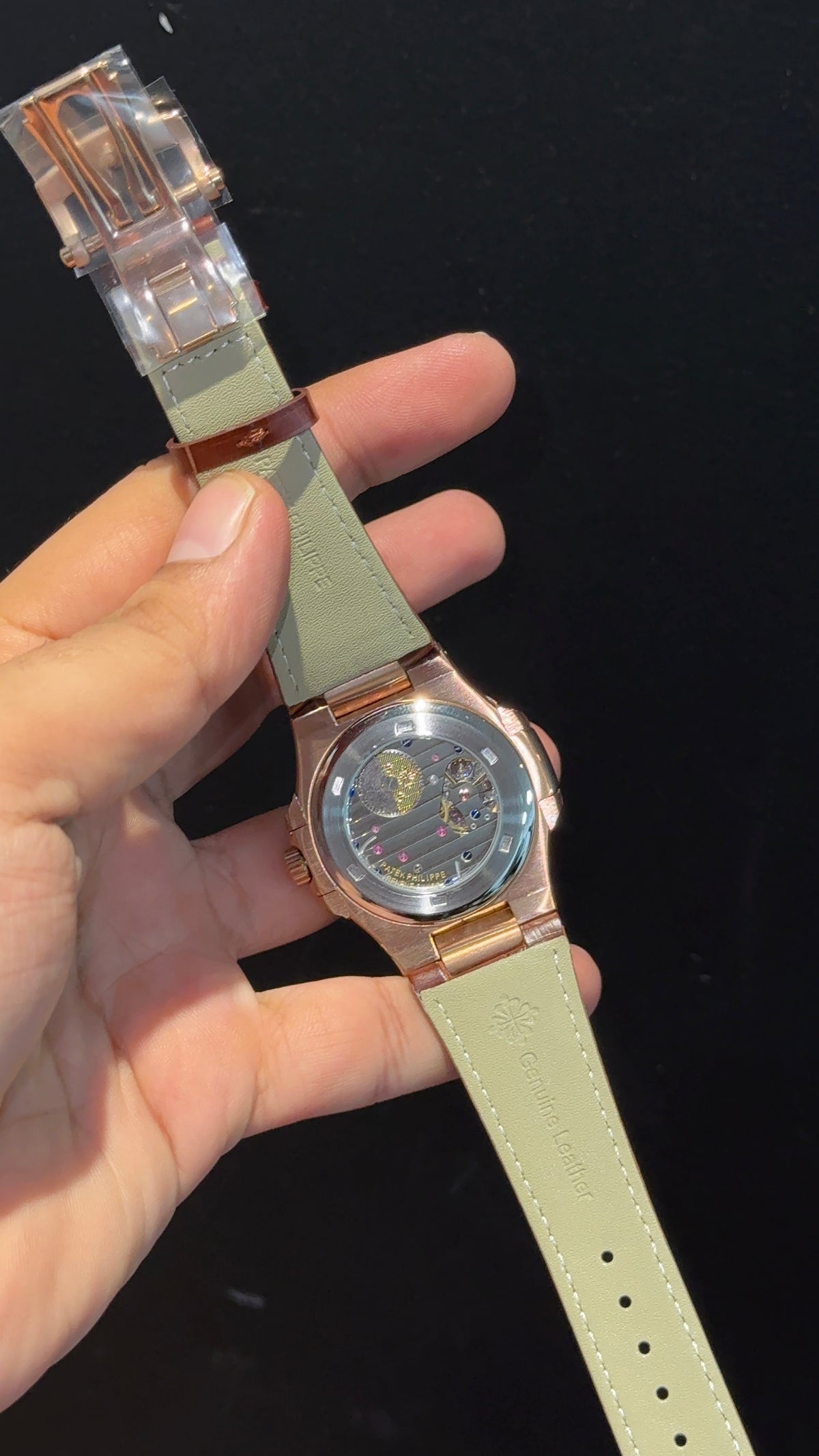 Pp Auto | Rose Case | Brown Strap | Moonphase | Sub Grey Dial